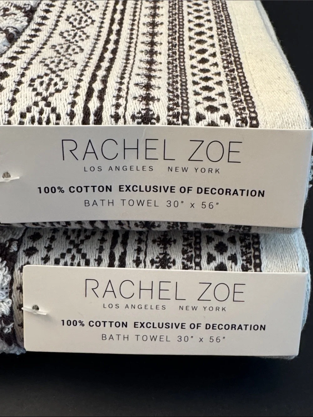 2pc RACHEL ZOE 100% Cotton(EOD) Chevron Pattern Bath Towel Set - Cocoa/Coco